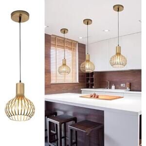 Gold Pendant Lights Kitchen Island,Modern Hanging Light Fixtures 3-PACK,Adjustab